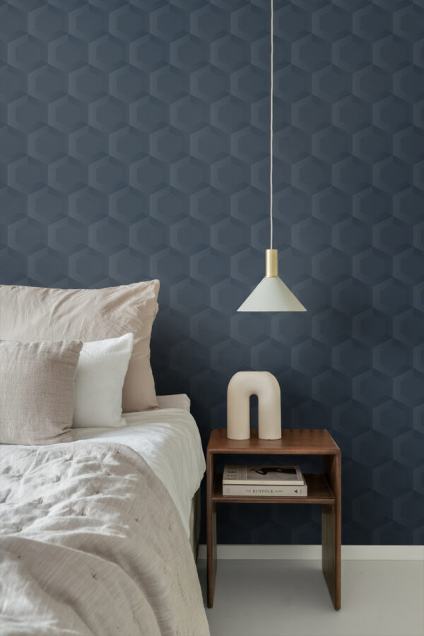 Origin Wallcoverings 3d mesilasvaha motiiv tapeet - tumesinine