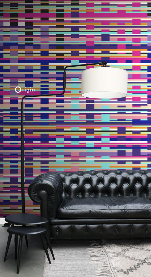 Origin Wallcoverings seina fototapeet triibud - türkiis, must, lilla, roosa ja valge