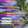 Origin Wallcoverings horisontaalsed triibud fototapeet - lilla, roosa, sinine, kollane ja roheline