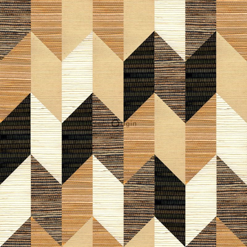 Origin Wallcoverings mitte-kootud tapeet XXL rohumatt graafiline 3D must, beež ja kreembeež