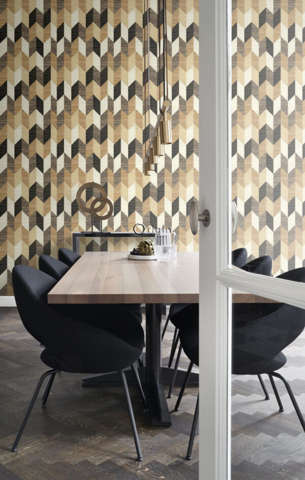 Origin Wallcoverings mitte-kootud tapeet XXL rohumatt graafiline 3D must, beež ja kreembeež