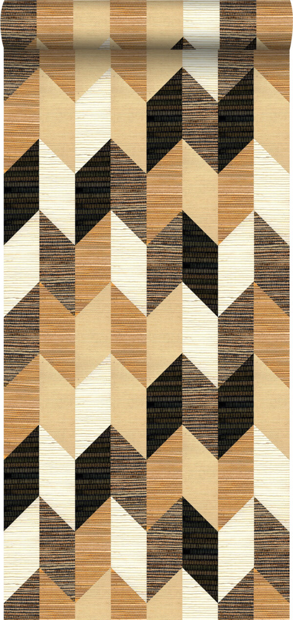 Origin Wallcoverings mitte-kootud tapeet XXL rohumatt graafiline 3D must, beež ja kreembeež