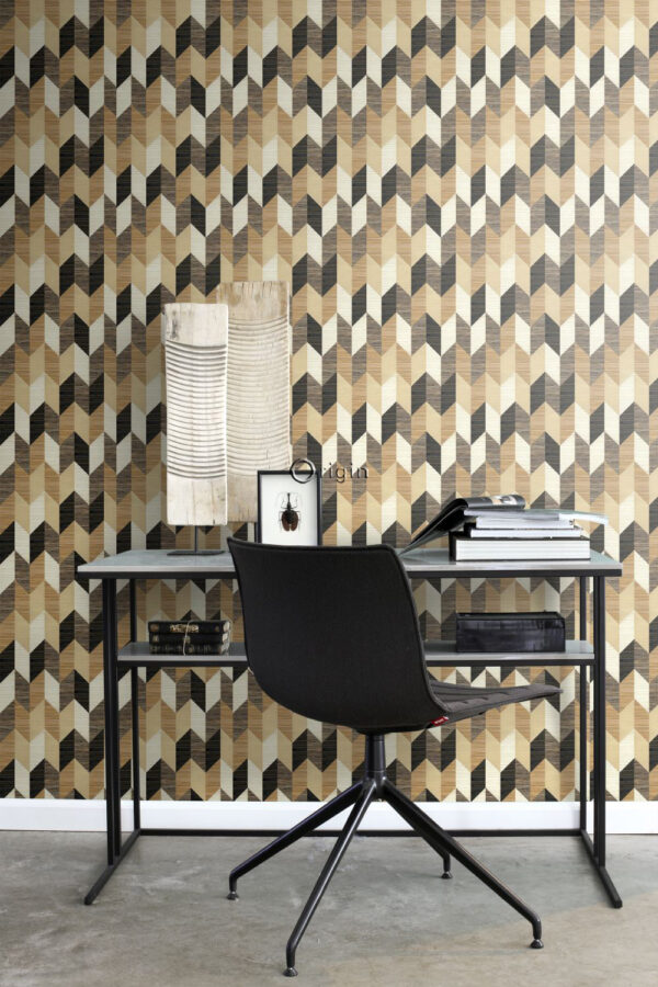 Origin Wallcoverings mitte-kootud tapeet XXL rohumatt graafiline 3D must, beež ja kreembeež