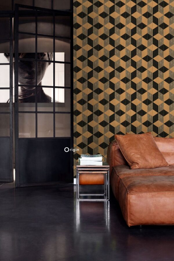 Origin Wallcoverings mittekootud tapeet XXL rohumatt graafiline 3D motiiv helepruun ja tumepruun
