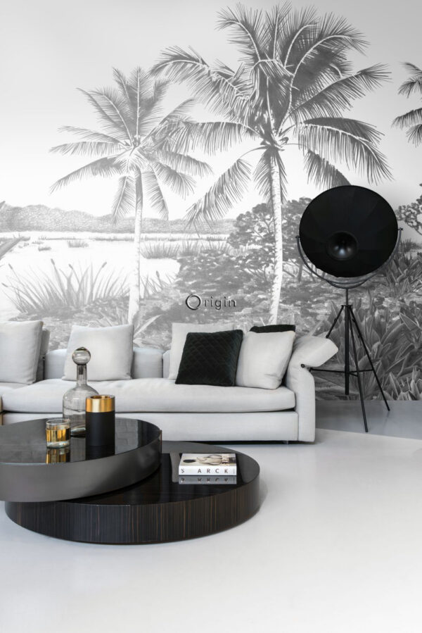 Origin Wallcoverings fototapeet maastik palmidega - mustvalge