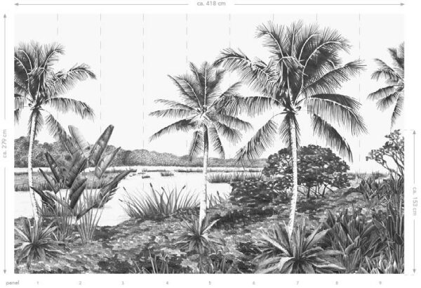Origin Wallcoverings fototapeet maastik palmidega - mustvalge