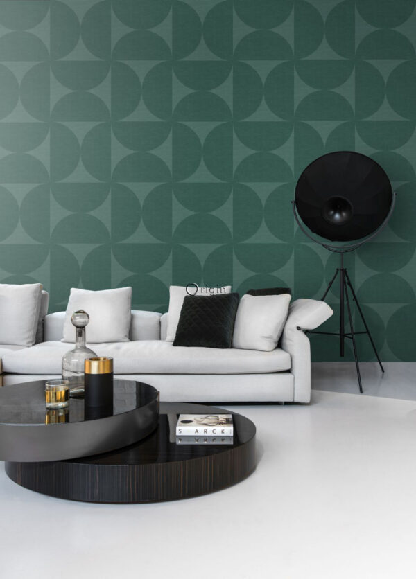 Origin Wallcoverings mittekootud tapeet XXL poolringid - tume roheline