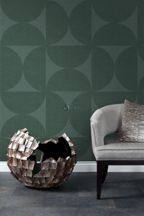 Origin Wallcoverings mittekootud tapeet XXL poolringid - tume roheline