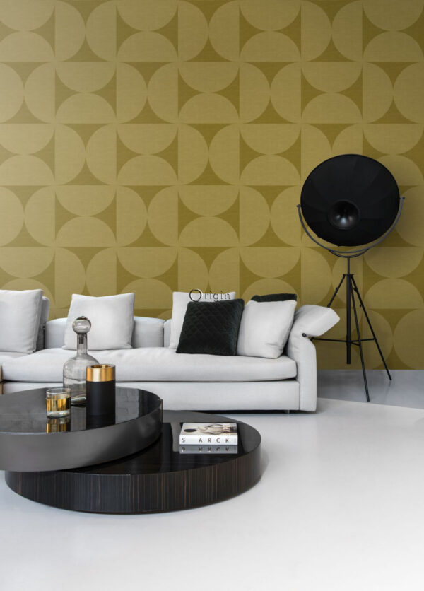 Origin Wallcoverings mittekootud tapeet XXL poolringid - sinepikollane