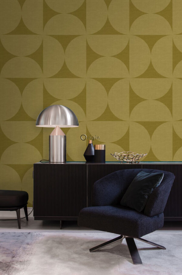 Origin Wallcoverings mittekootud tapeet XXL poolringid - sinepikollane