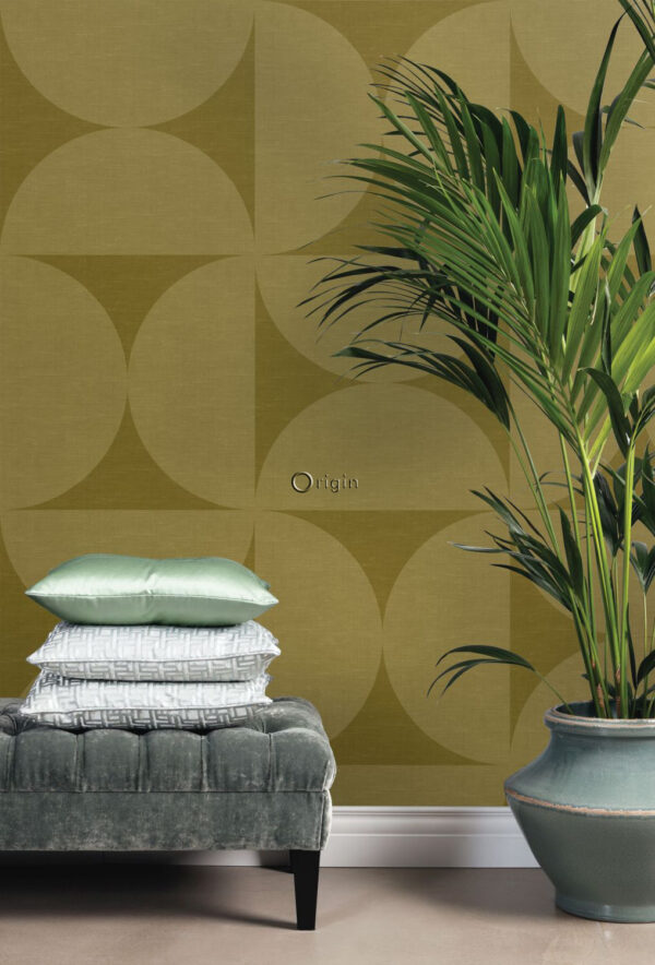 Origin Wallcoverings mittekootud tapeet XXL poolringid - sinepikollane
