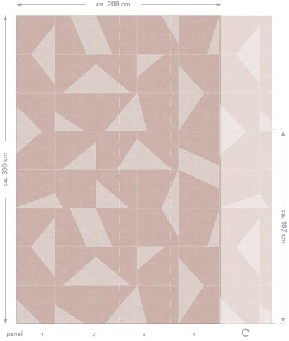 Origin Wallcoverings seina fototapeet graafiline motiiv antiikroosa