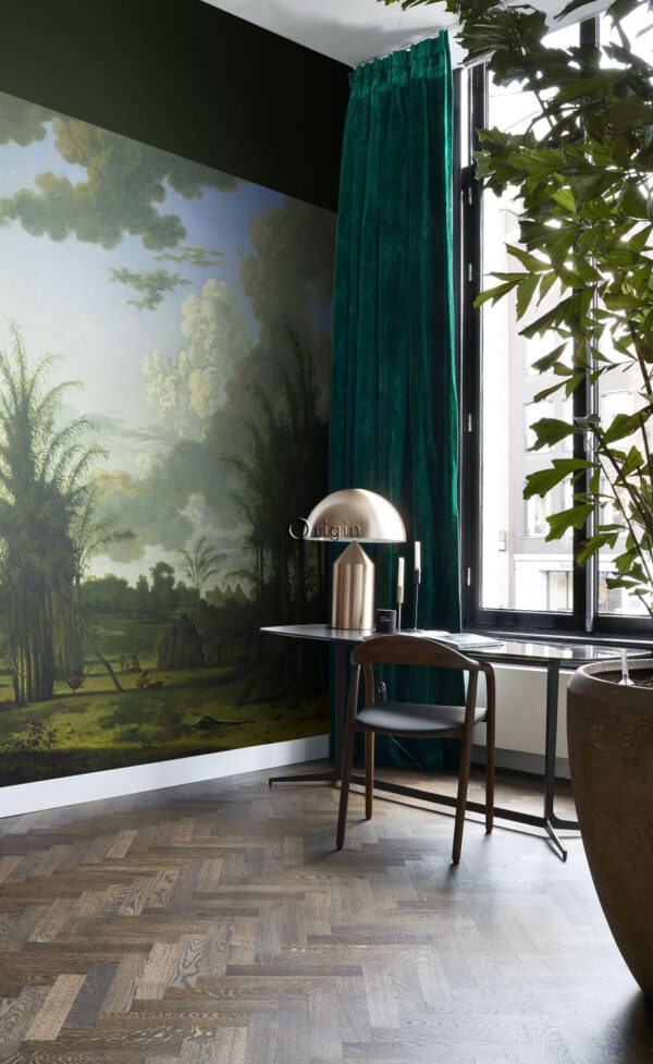 Origin Wallcoverings tropiline maastik fototapeet - roheline, sinine ja sinepikollane