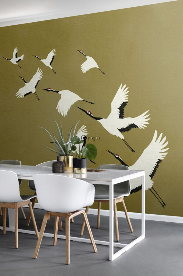 Origin Wallcoverings fototapeet kraanlinnud - sinepikollane