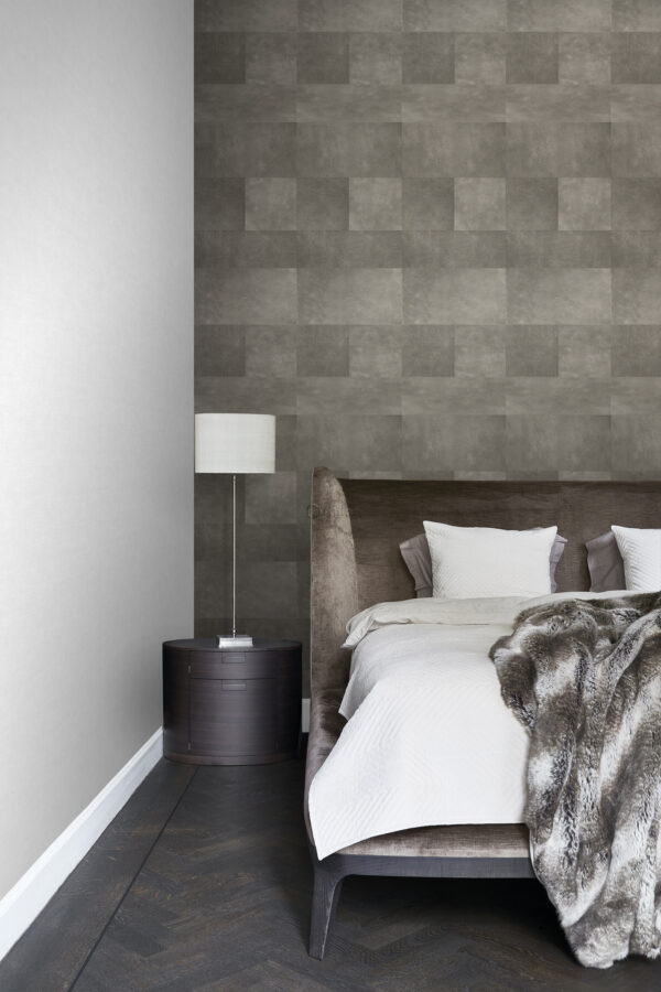 Origin Wallcoverings mittekoeline tapeet XXL plaatmotiiv nahksarnane soe hall
