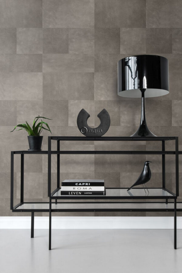 Origin Wallcoverings mittekoeline tapeet XXL plaatmotiiv nahksarnane soe hall