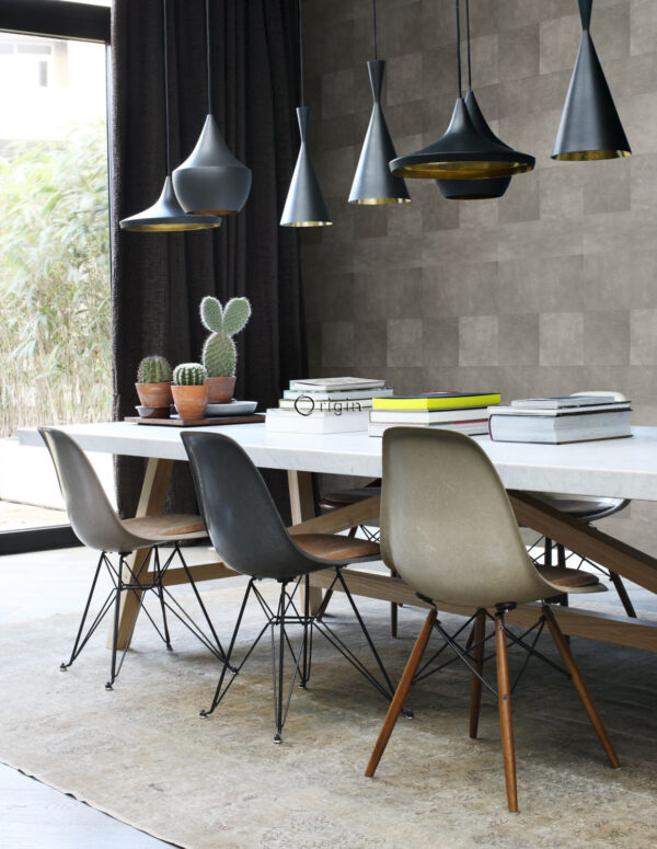 Origin Wallcoverings mittekoeline tapeet XXL plaatmotiiv nahksarnane soe hall