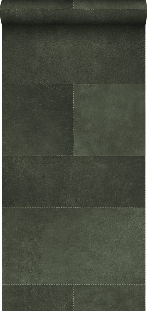 Origin Wallcoverings mittekoeline XXL plaadimotiiv nahksarnane tume roheline