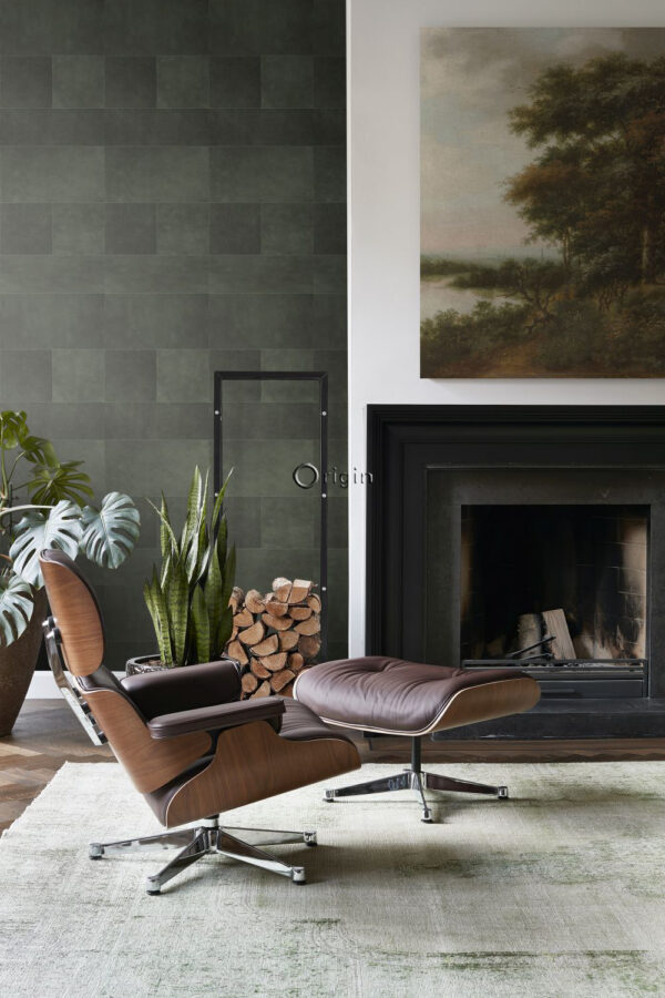 Origin Wallcoverings mittekoeline XXL plaadimotiiv nahksarnane tume roheline