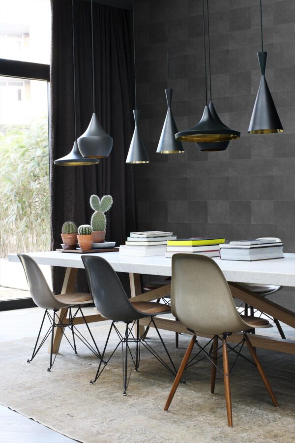 Origin Wallcoverings mittevolditud tapeet XXL plaatmotiiv nahksarnane tumehall