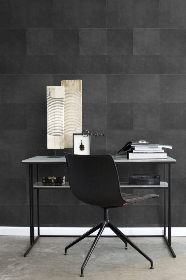 Origin Wallcoverings mittevolditud tapeet XXL plaatmotiiv nahksarnane tumehall