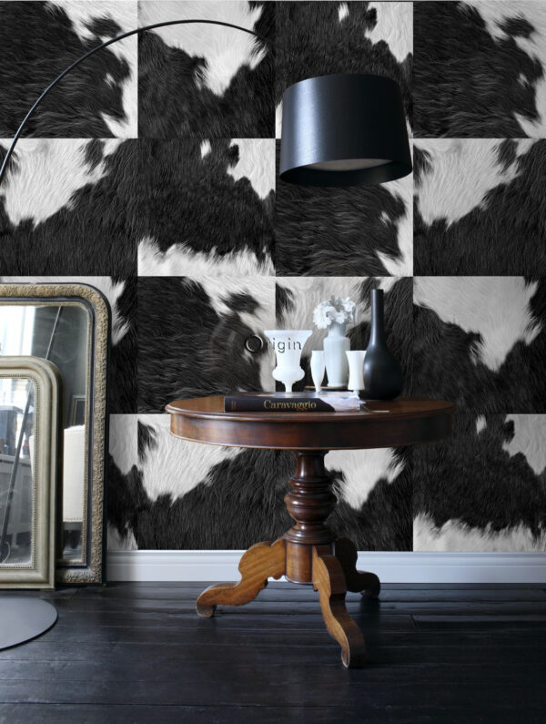 Origin Wallcoverings mittekootud tapeet XXL lehmanahk imitatsioon must-valge
