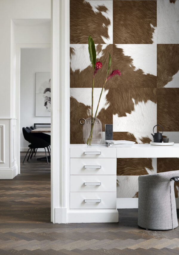 Origin Wallcoverings mittekootud tapeet XXL lehmanahk imitatsioon pruun-valge