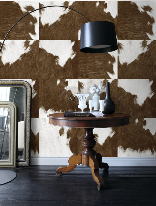 Origin Wallcoverings mittekootud tapeet XXL lehmanahk imitatsioon pruun-valge