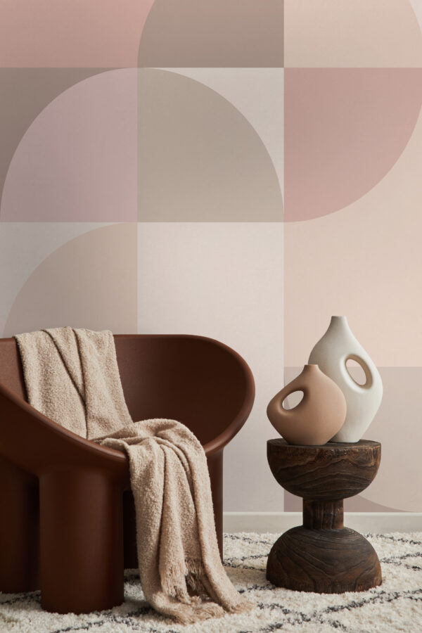 Origin Wallcoverings fototapeet Bauhaus stiilis ringid - beež ja roosa