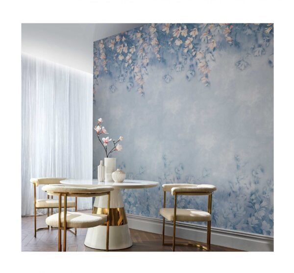 1838 Wallcoverings tapeet Trailing Magnolia Chambray