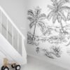 Origin Wallcoverings seinafototapeet safari joonistatud pliiatsiga - mustvalge