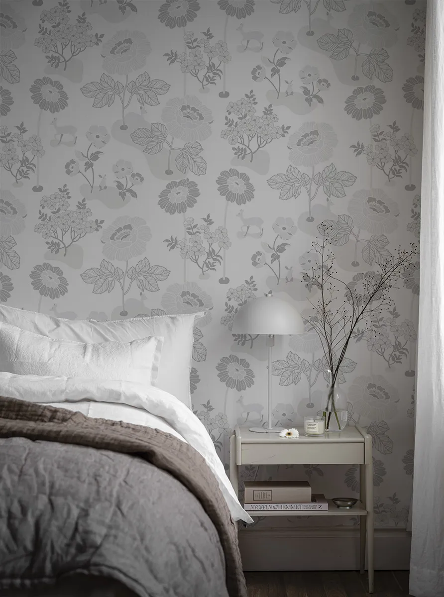 duro tapeet blomsteräng, silver