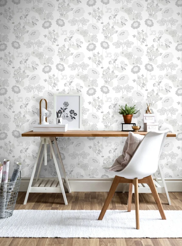 duro tapeet blomsteräng, silver