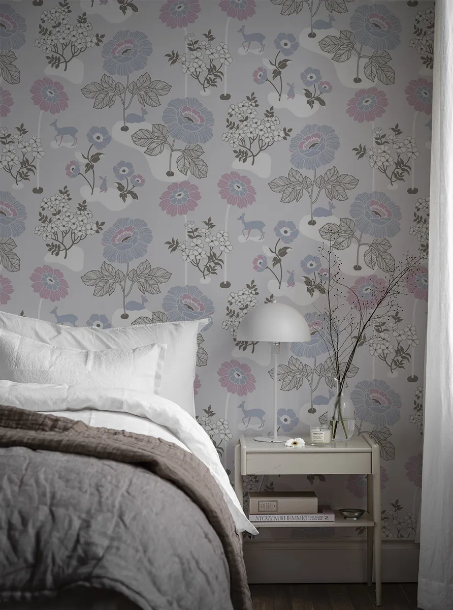 duro tapeet blomsteräng, ljusgrå duro tapeet blomsteräng, ljusgrå