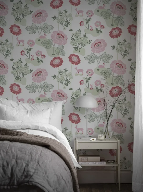 duro tapeet blomsteräng, röd