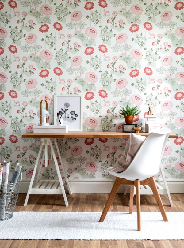 duro tapeet blomsteräng, röd