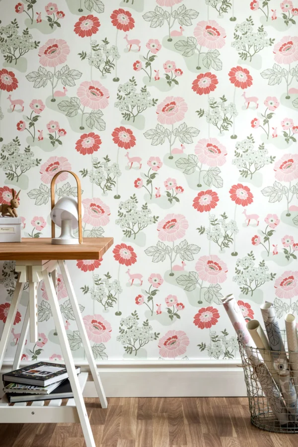 duro tapeet blomsteräng, röd