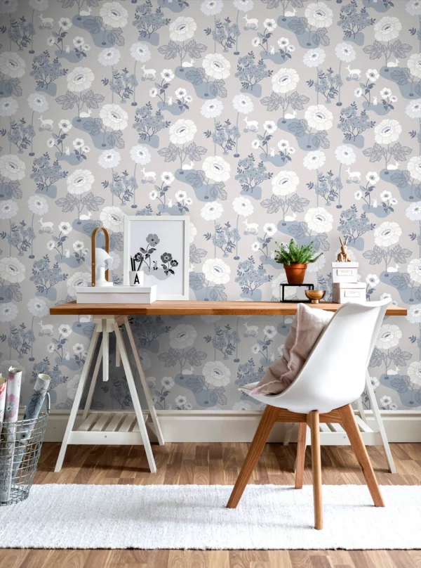 duro tapeet blomsteräng, grå